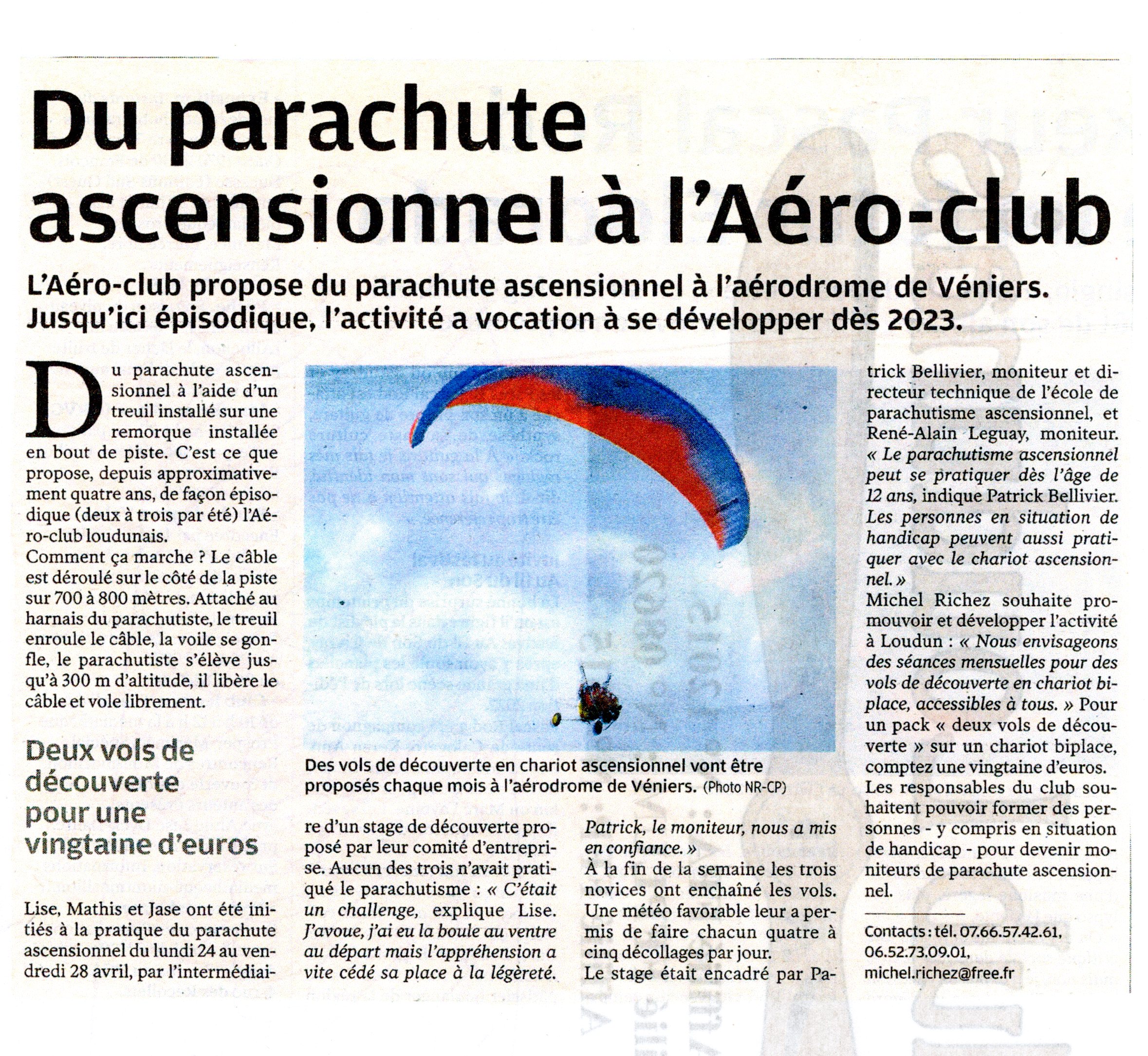 Lire la suite à propos de l’article Du parachute ascensionnel à l’aéro-club